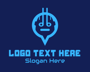 Mobile App - Blue Android Location Pin logo design