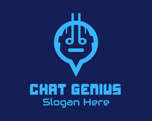 Chatbot - Blue Android Location Pin logo design