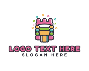 Recreation - Colorful Bounce Castle logo design