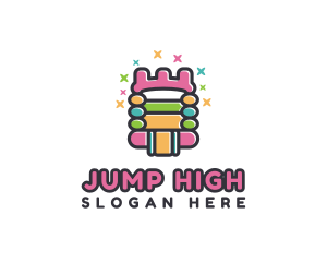 Colorful Bounce Castle  logo design