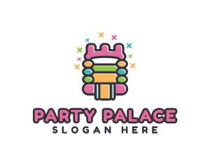 Colorful Bounce Castle  logo design