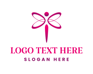 Pink And White - Pink Infinity Dragonfly logo design