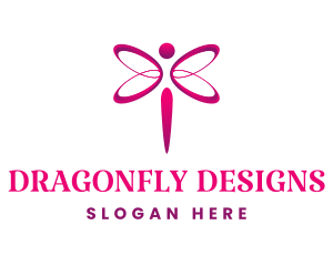 Dragonfly - Pink Infinity Dragonfly logo design