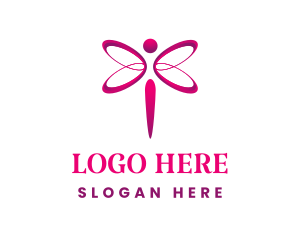 Pink And White - Pink Infinity Dragonfly logo design