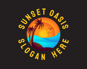 Tropical Sunset Waves logo design