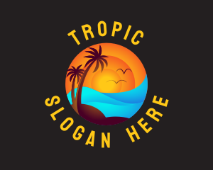 Tropical Sunset Waves logo design