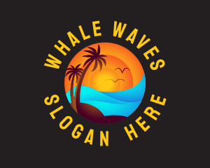 Tropical Sunset Waves logo design