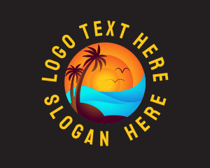 Shore - Tropical Sunset Waves logo design