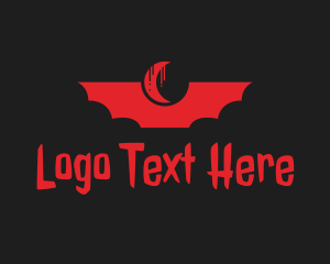 Midnight - Red Bat Moon logo design