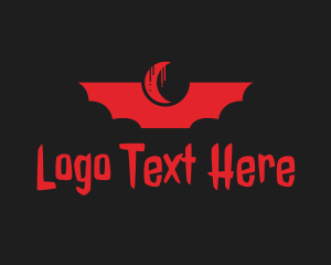 Bat - Red Bat Moon logo design