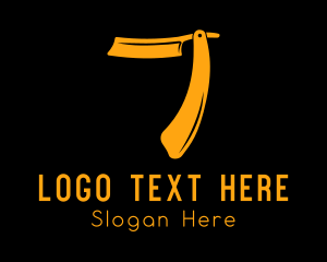 Vintage - Gold Razor Number 7 logo design