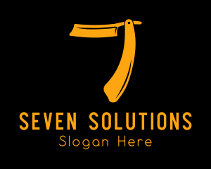 Seven - Gold Razor Number 7 logo design