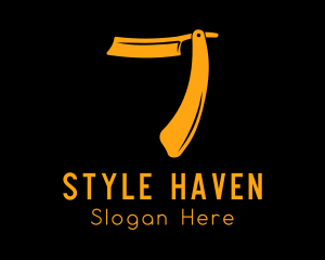 Sharp - Gold Razor Number 7 logo design