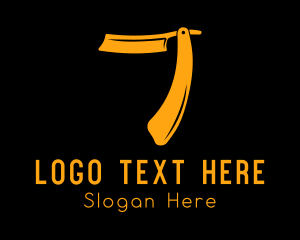 Haircut - Gold Razor Number 7 logo design