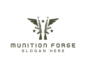 Munition - Military Gun Wing Equipment logo design