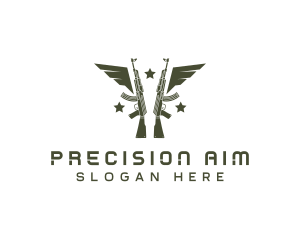 Sniper - Military Gun Wing Equipment logo design