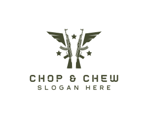 Gun - Military Gun Wing Equipment logo design