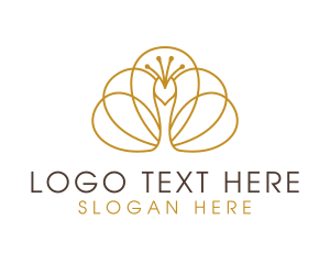 Elegant - Golden Peacock Bird logo design