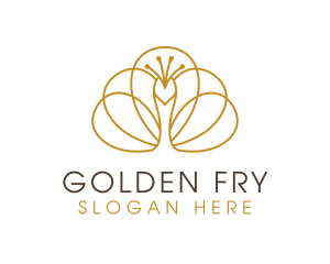 Golden Peacock Bird  logo design