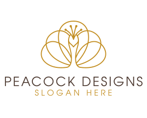 Golden Peacock Bird  logo design