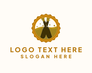 Pub - Beer Bottle Badge logo design