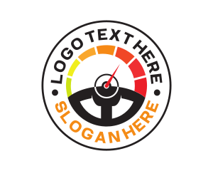 Steering Wheel - Speed Meter Wheel Badge logo design