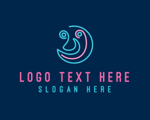 Moon - Neon Moon Face logo design