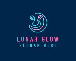 Neon Moon Face logo design