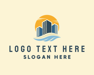 Suburban - Sunny Seaside Buildings logo design