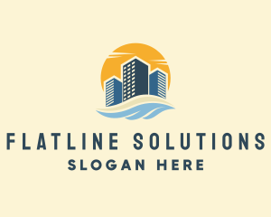 Flat - Sunny Seaside Buildings logo design