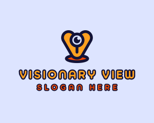 Webcam Eye Letter V logo design