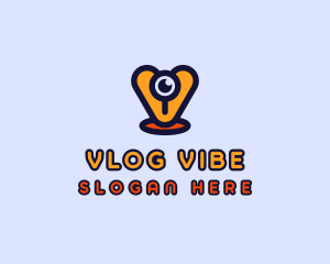 Webcam Eye Letter V logo design