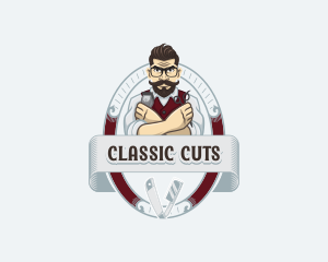 Retro Barber Man logo design