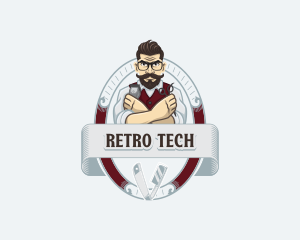 Retro Barber Man logo design