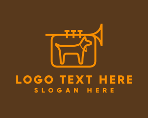 Hound - Trumpet Dog Badge logo design