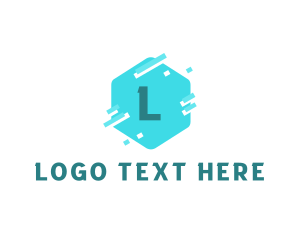 Tech - Hexagon Pixelated Tech Software logo design