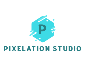 Pixelation - Hexagon Pixelated Tech Software logo design