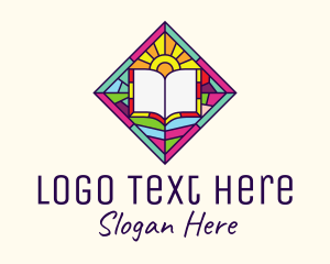 Jesus - Religious Book Stained Glass logo design