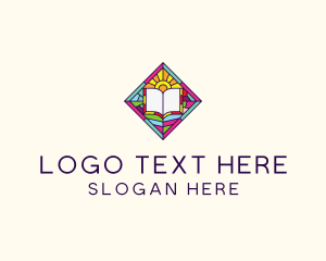 Notebook - Religious Book Stained Glass logo design