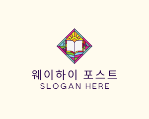 Religious Book Stained Glass logo design