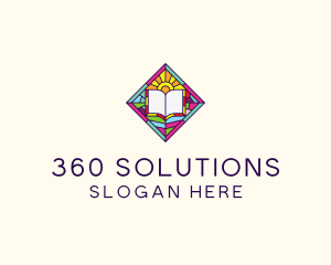 Religious Book Stained Glass logo design