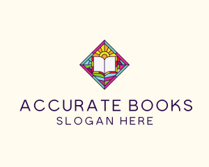 Religious Book Stained Glass logo design