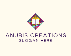 Religious Book Stained Glass logo design