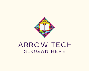 Religious Book Stained Glass logo design