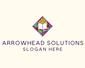 Religious Book Stained Glass logo design