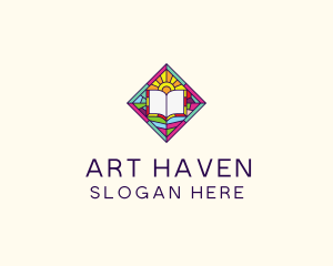 Religious Book Stained Glass logo design