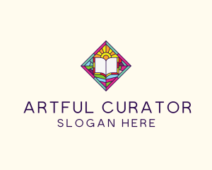 Religious Book Stained Glass logo design