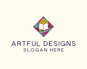 Religious Book Stained Glass logo design