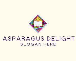 Religious Book Stained Glass logo design