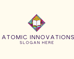 Religious Book Stained Glass logo design